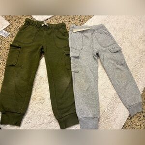 Old Navy Kids' 5t functional drawstring Olive Green and Gray Jogger sweatpants